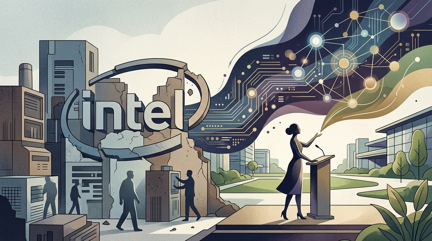 Επεξεργαστής Intel με γραφικά τεχνητής νοημοσύνης σε φουτουριστικό φόντο.
