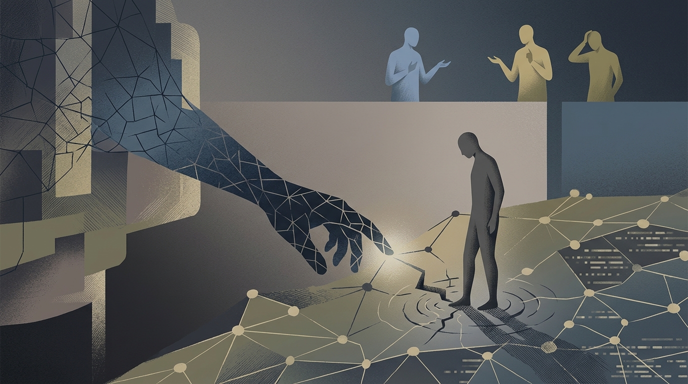 Digital illustration of OpenAI and Hugging Face logos with code elements representing a breach.