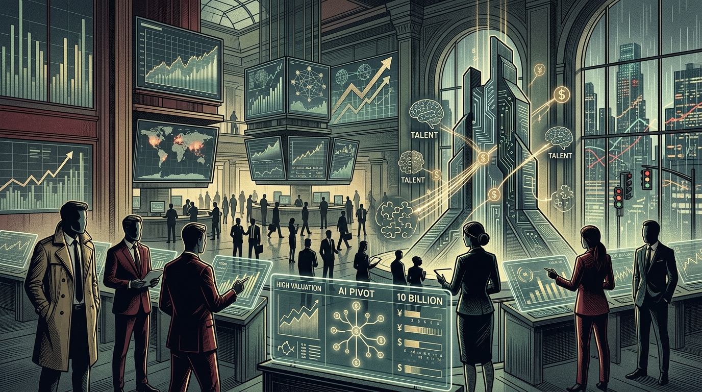 Alibaba headquarters and digital AI infrastructure visualization.