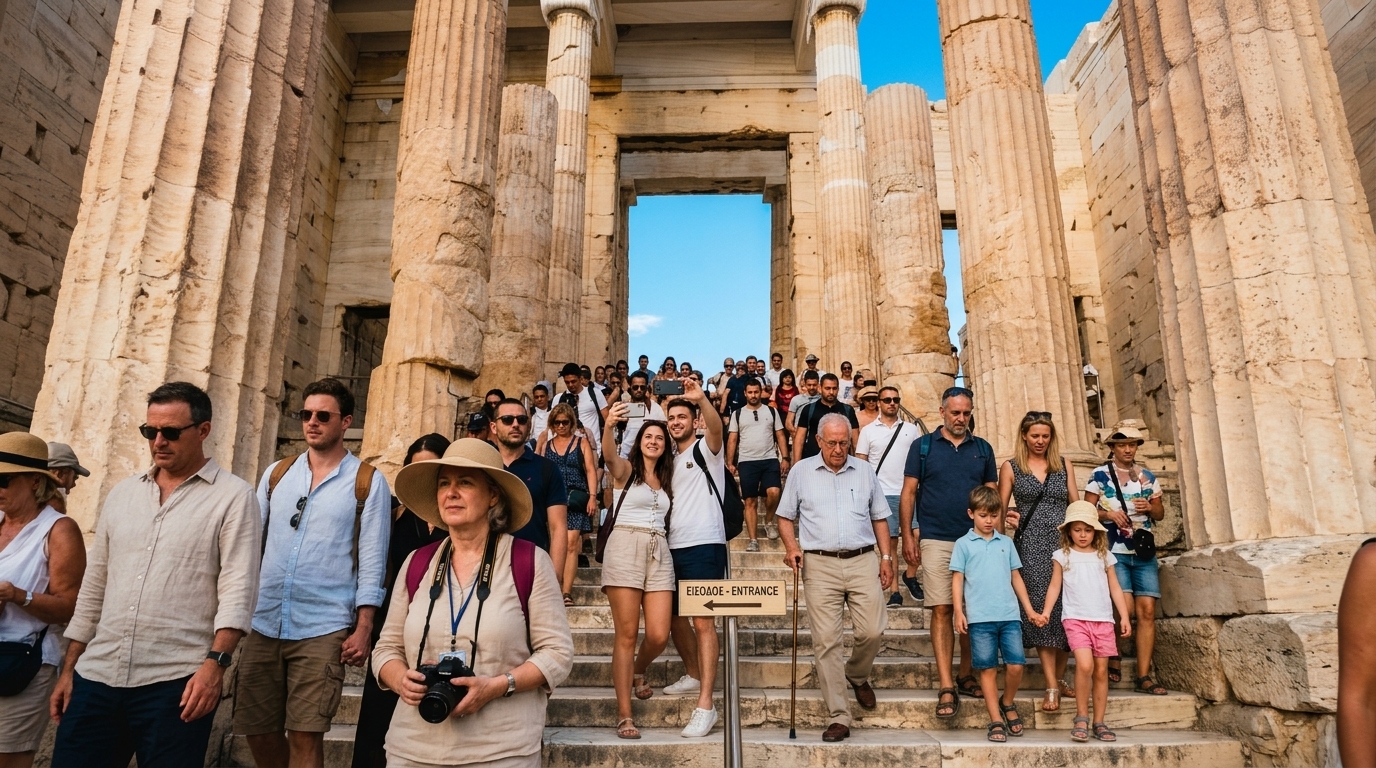 Γράφημα αύξησης εσόδων ελληνικού τουρισμού κατά 36,7% το 2026 και η επίδραση της AI.