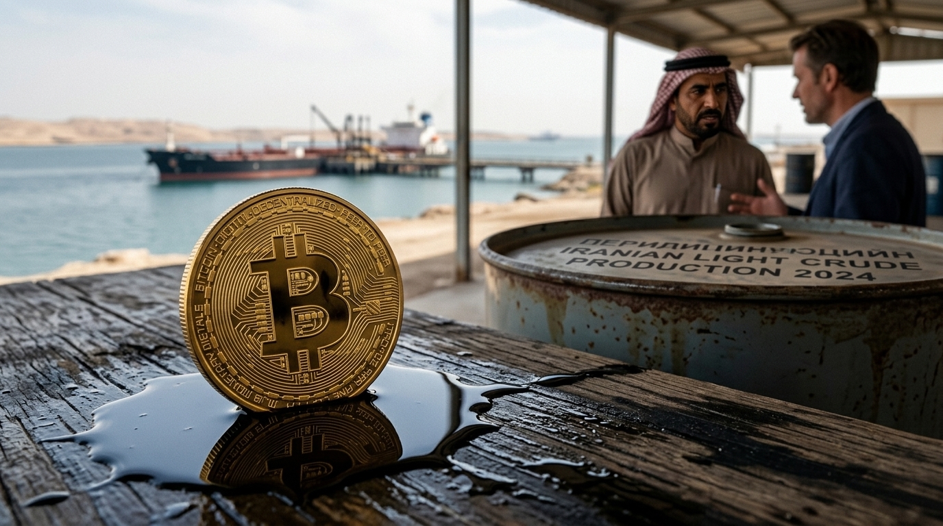 Γράφημα που συνδέει την τιμή του Bitcoin με την παραγωγή πετρελαίου στο Ιράν.