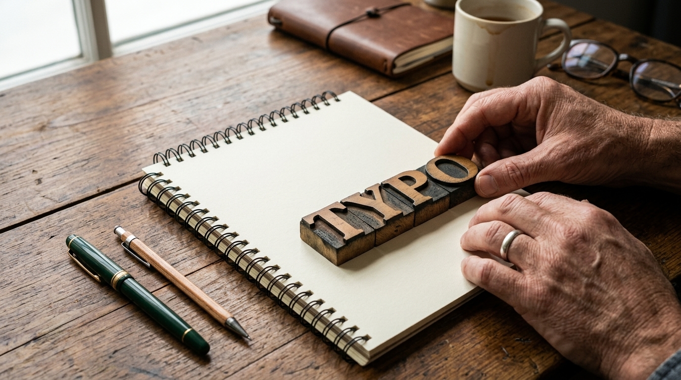 Handwritten note with typos next to AI code, highlighting human communication and authenticity.